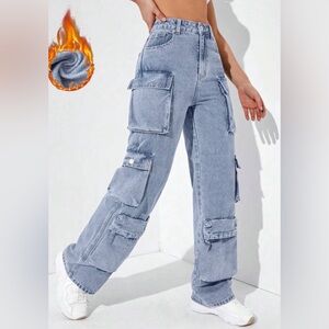 Women's Blue Cargo Jeans